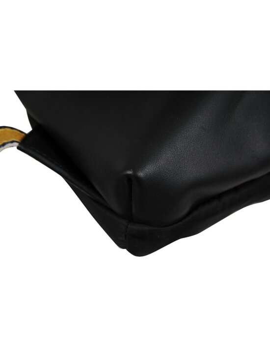 Fendi Nylon Vitello Backpack Black Leather Drawstring Logo Yellow White Straps main image 7